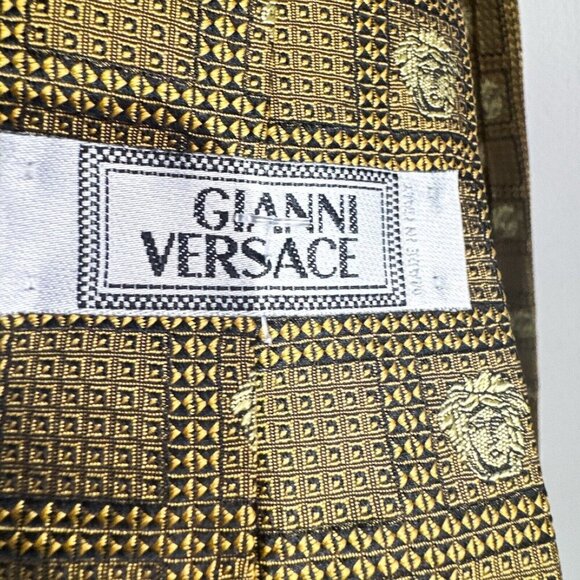 Gianni Versace Medusa Face Geometric Print Men's Tie - Picture 4 of 7